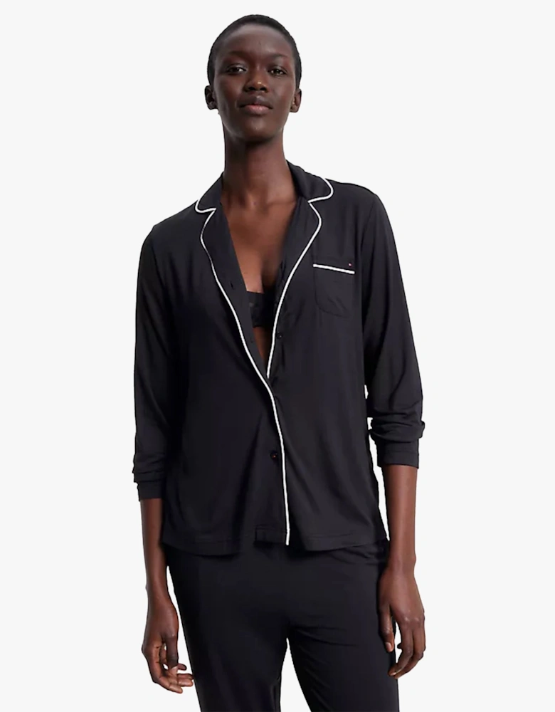 MODAL SHIRT PIPPING Womens Top Black