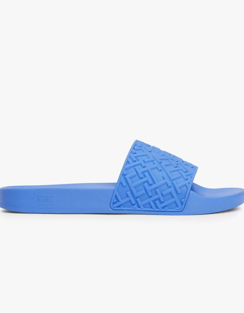 MONOGRAM POOL Womens Slides Blue Spell