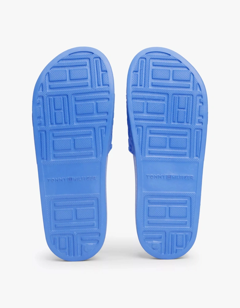 MONOGRAM POOL Womens Slides Blue Spell