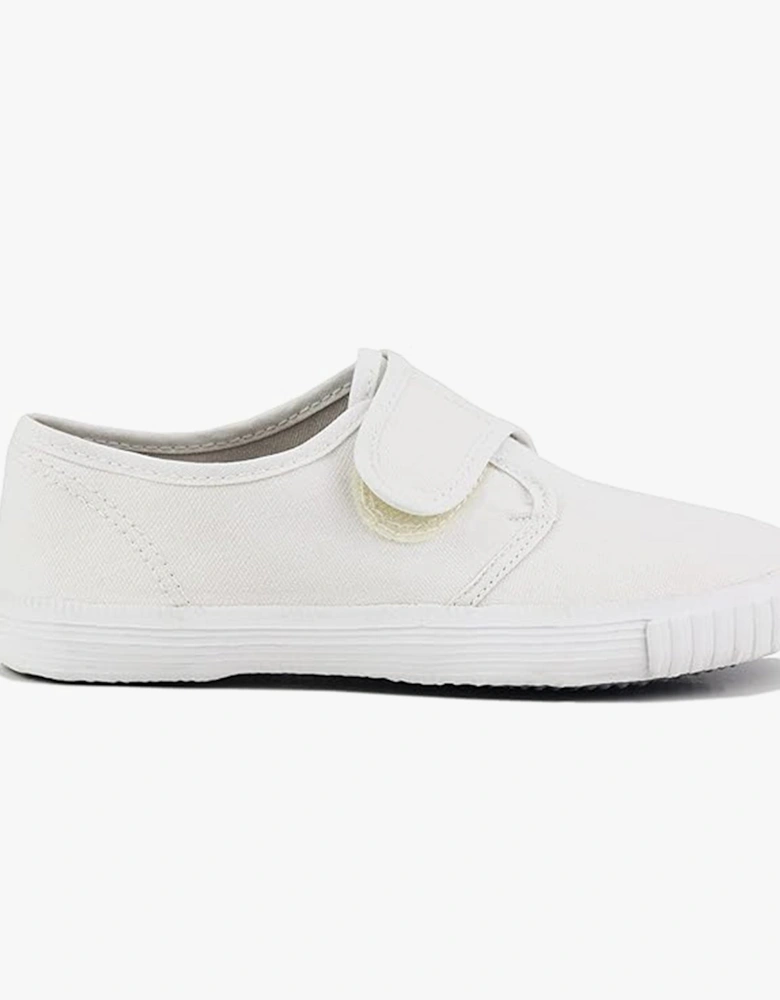 White Canvas Junior Touch Fastening Plimsoll