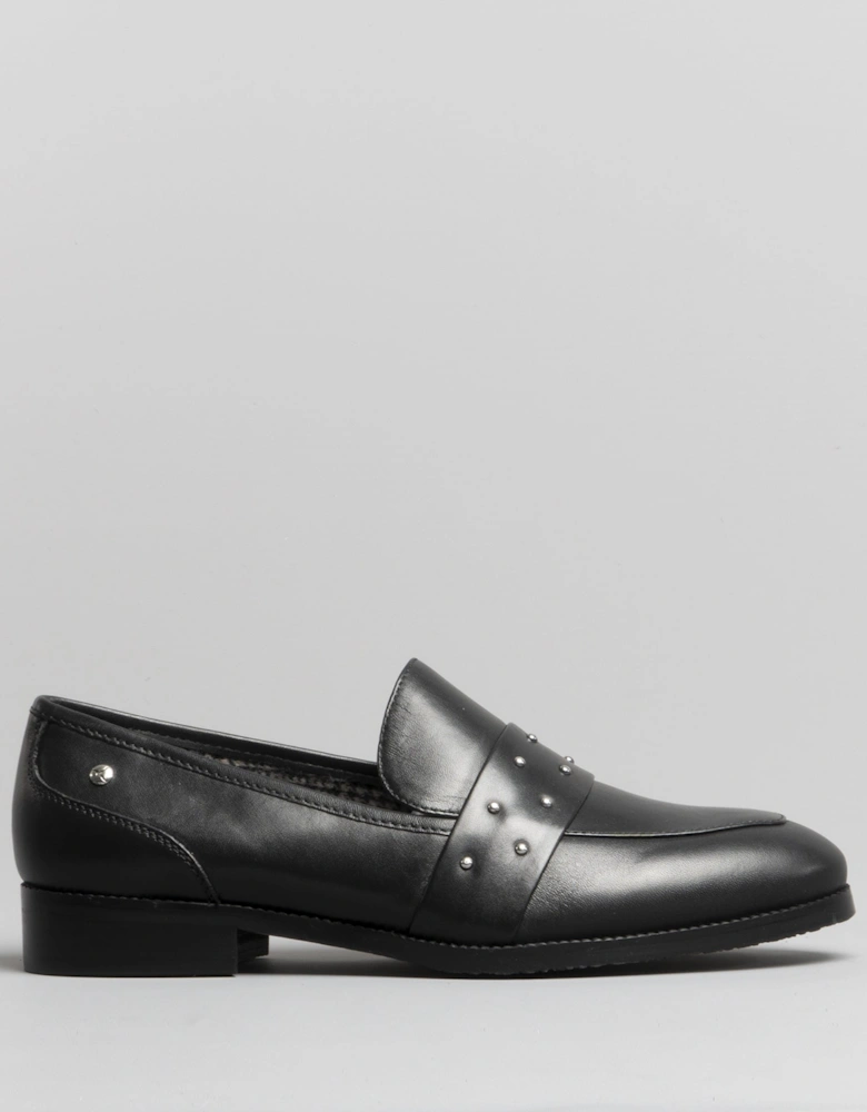 ROYAL Womens Leather Loafers Black