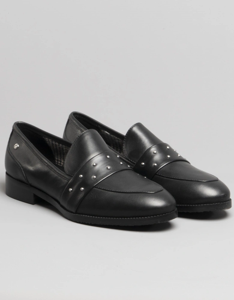 ROYAL Womens Leather Loafers Black