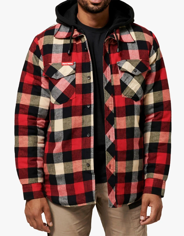 QUILTED FLANNEL Mens Shirt Jacket Red