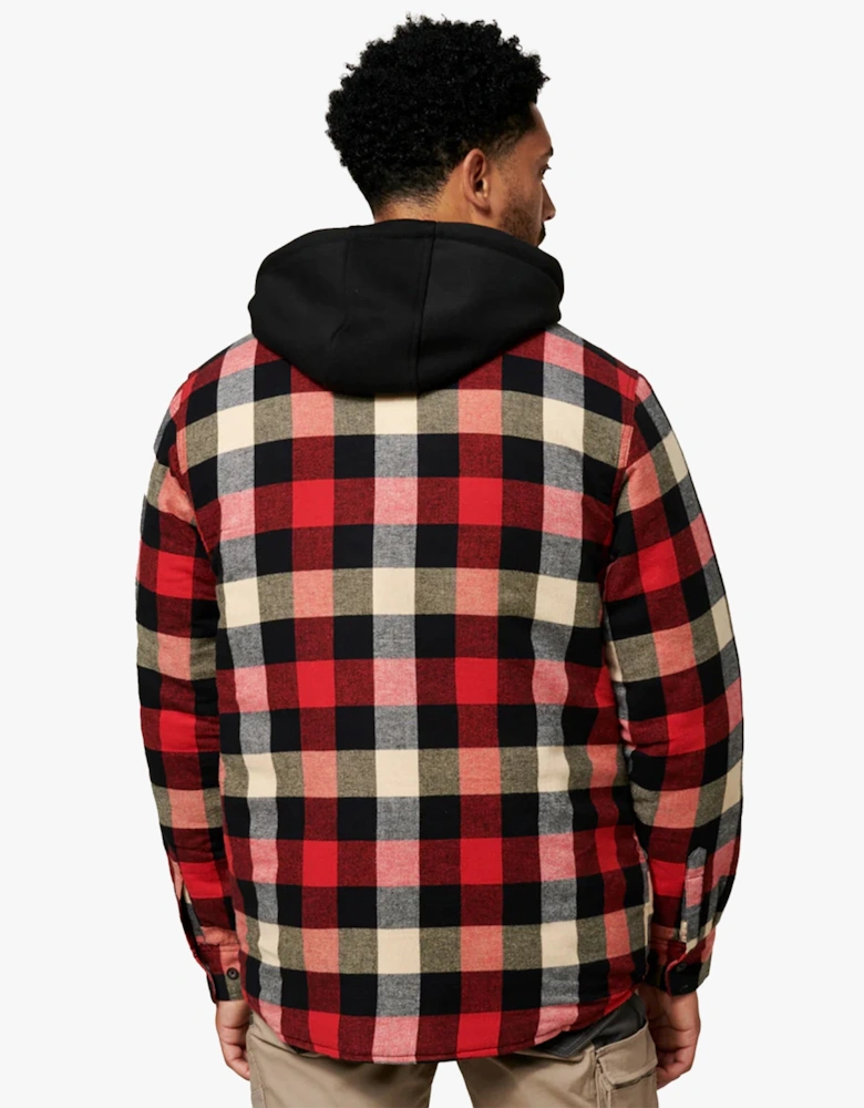 QUILTED FLANNEL Mens Shirt Jacket Red