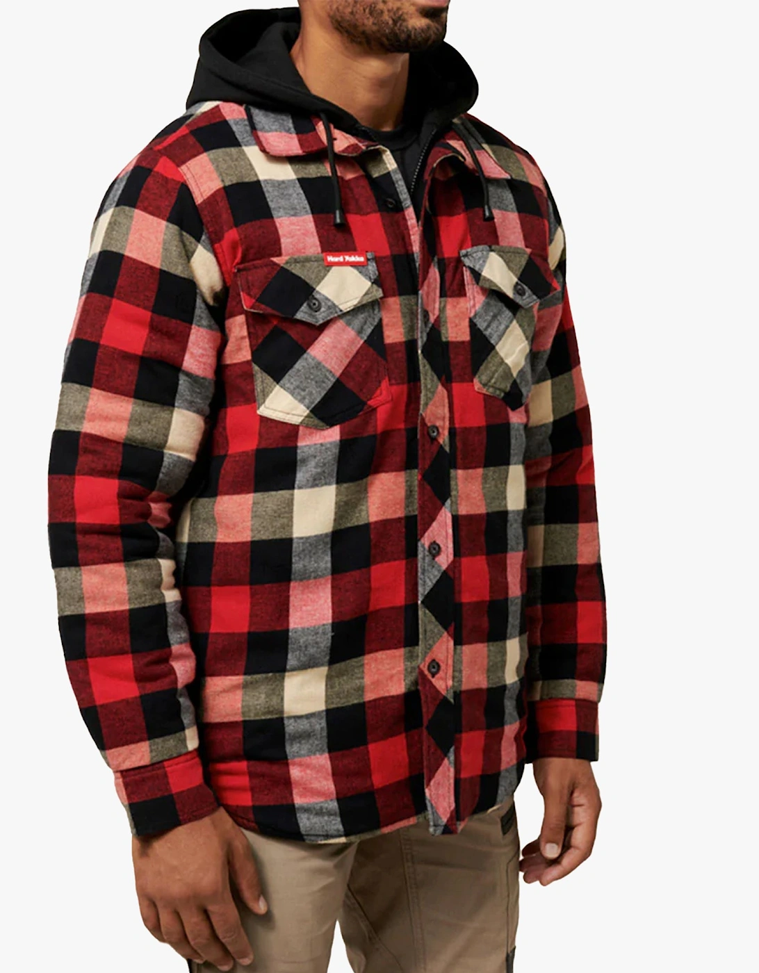 QUILTED FLANNEL Mens Shirt Jacket Red