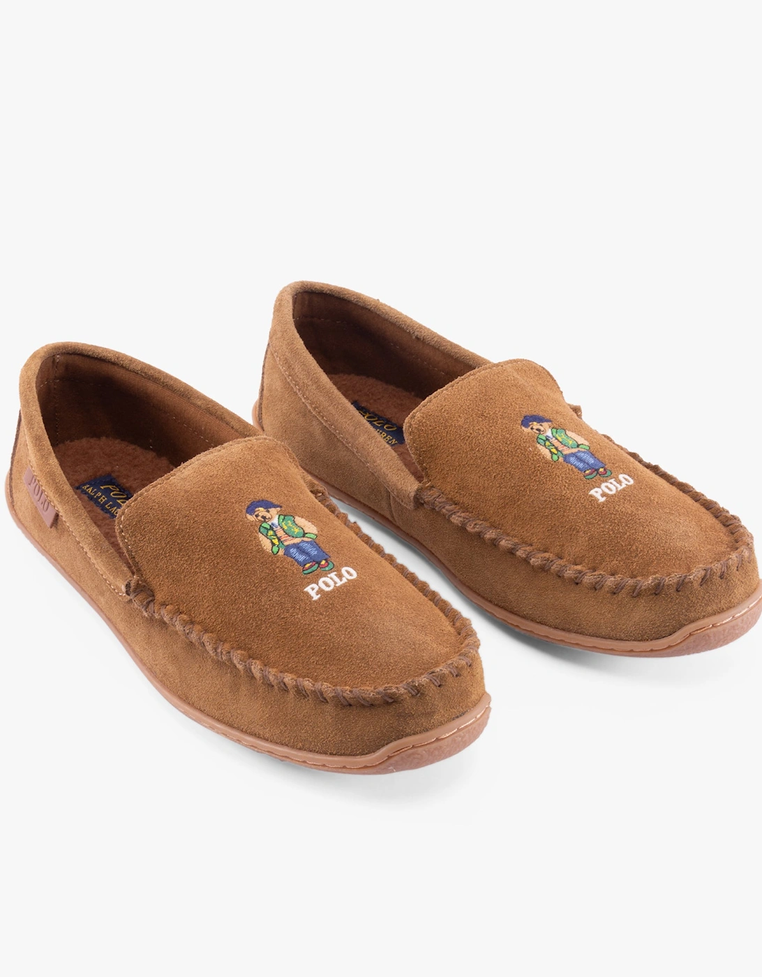 BRENAN BEAR Mens Moccasin Slippers Brown