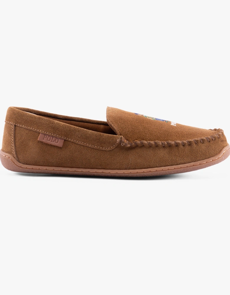 BRENAN BEAR Mens Moccasin Slippers Brown