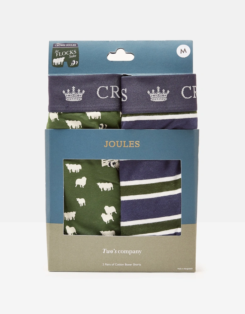 CROWN JERSEY Mens 2-Pack Boxers Flocks Sake