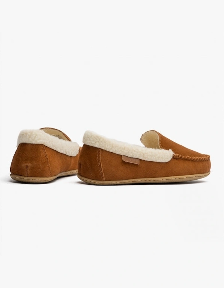 COLLINS Womens Suede Mocassin Slippers Snuff