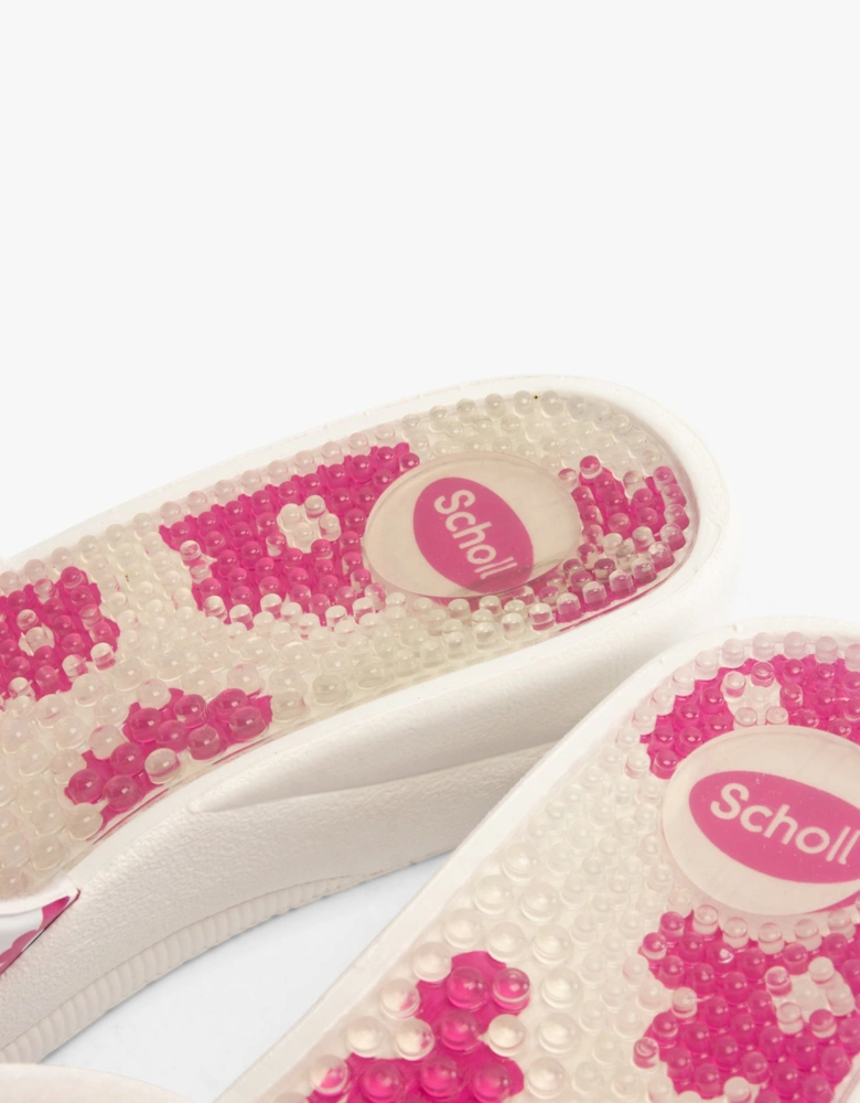 NEW MASSAGE Womens Sliders White/Fuchsia