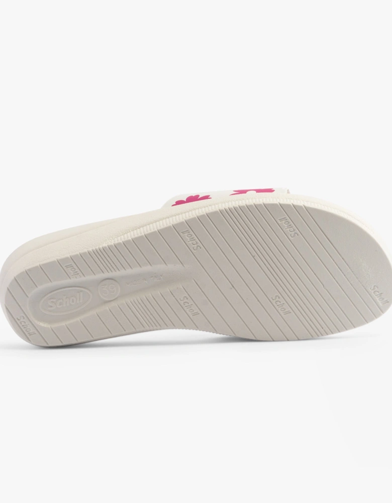 NEW MASSAGE Womens Sliders White/Fuchsia