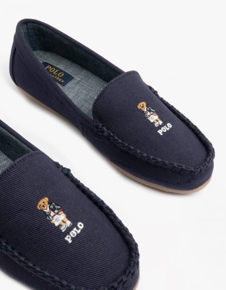 DECLAN BEAR Womens Moccasin Slippers Navy