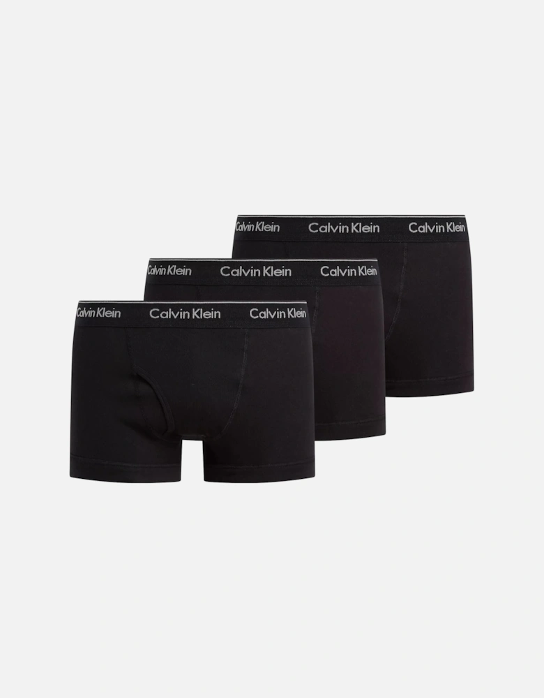 COTTON CLASSICS Mens 3 Pack Trunks Black