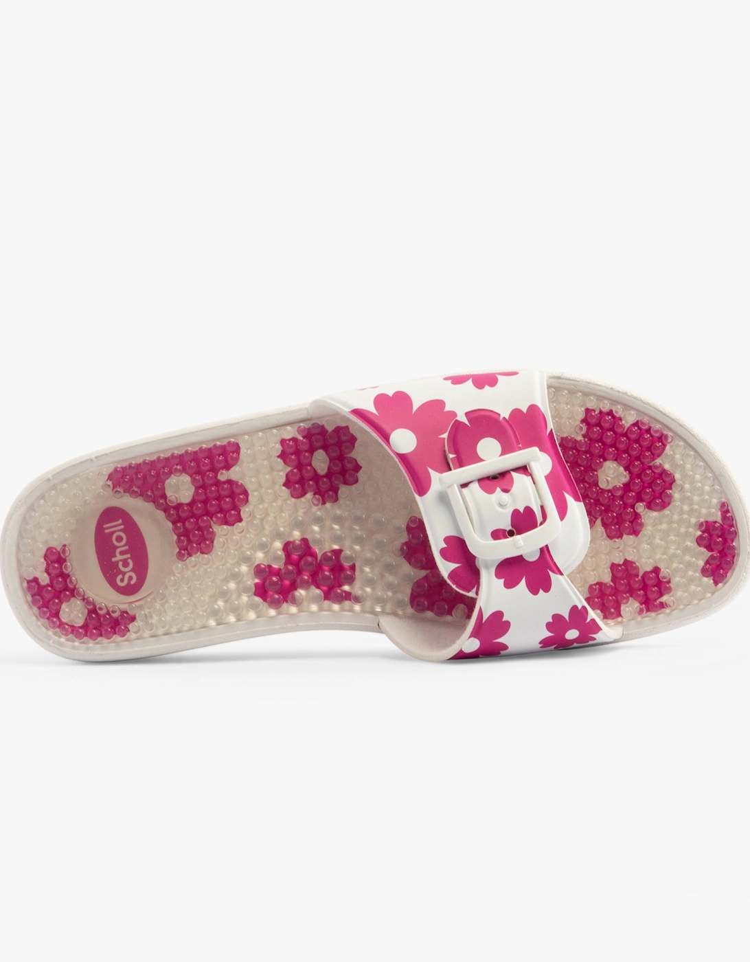 NEW MASSAGE Womens Sliders White/Fuchsia