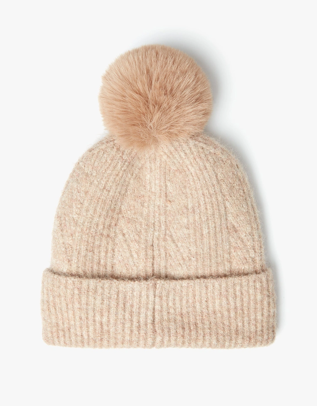 EFFIE Womens Knitted Bobble Hat Camel