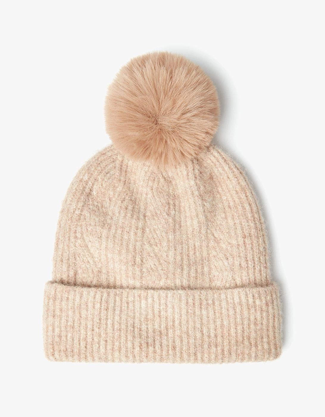 EFFIE Womens Knitted Bobble Hat Camel