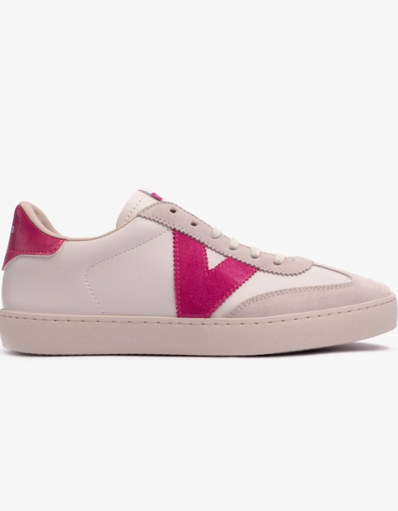 BERLIN FAUX LEATHER & SPLIT Womens Trainers Fucsia