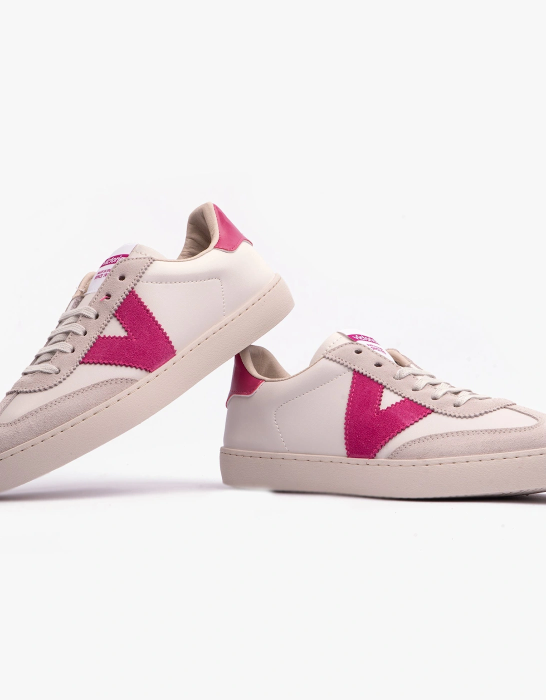 BERLIN FAUX LEATHER & SPLIT Womens Trainers Fucsia