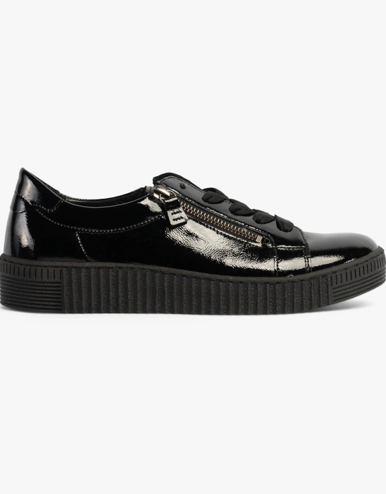 WISDOM Womens Trainers Black Patent