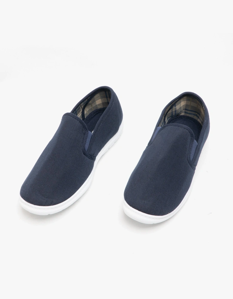 LOUIE Mens Twin Gusset Casual Canvas Trainers Navy