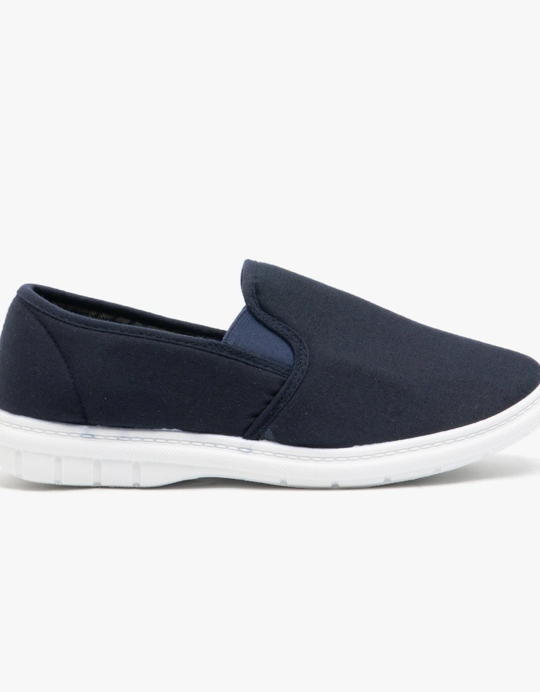 LOUIE Mens Twin Gusset Casual Canvas Trainers Navy