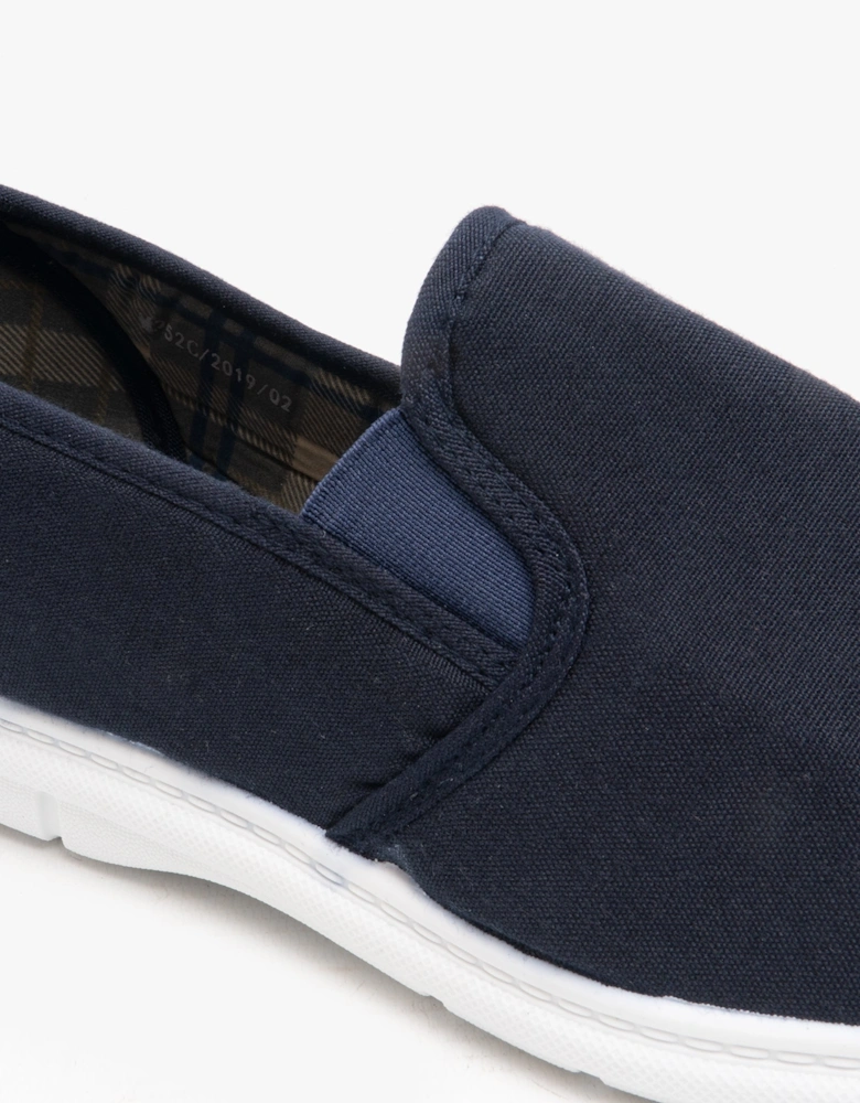 LOUIE Mens Twin Gusset Casual Canvas Trainers Navy