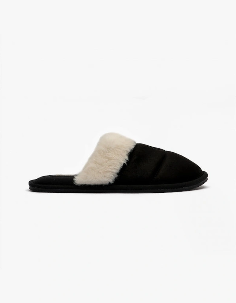 KELCIE Womens Mule Slippers Black/White