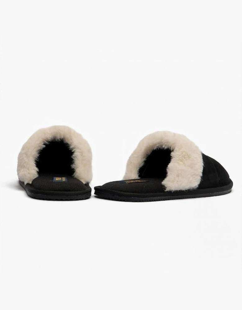 KELCIE Womens Mule Slippers Black/White