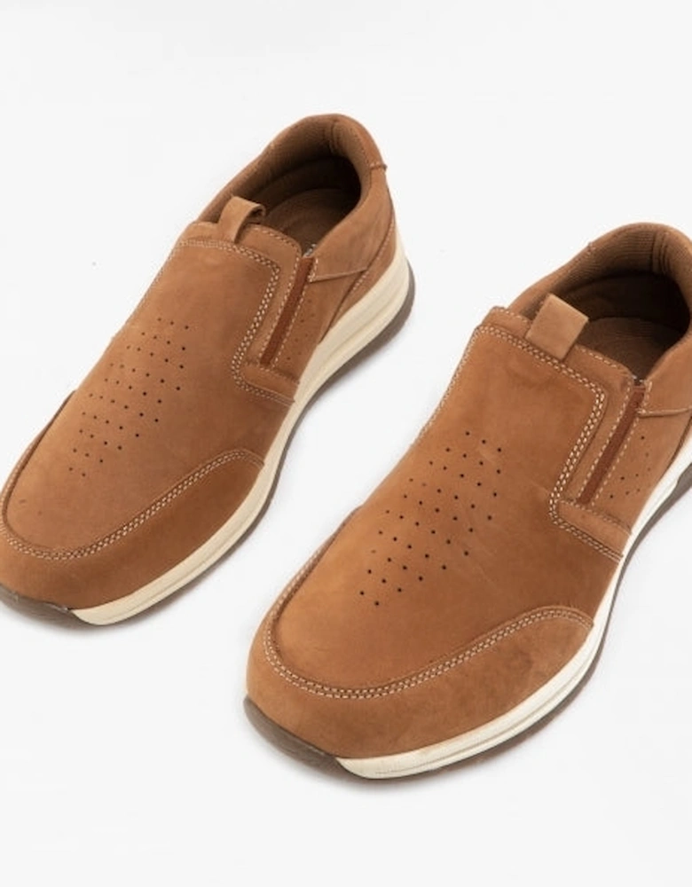 COLE Mens Leather Slip-On Trainers Tan