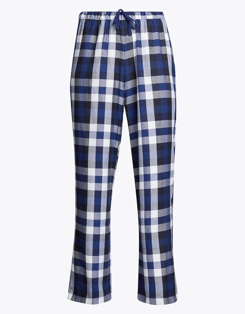 ORIGINAL Womens Flannel Pants Heritage Check Midi Blue Ink