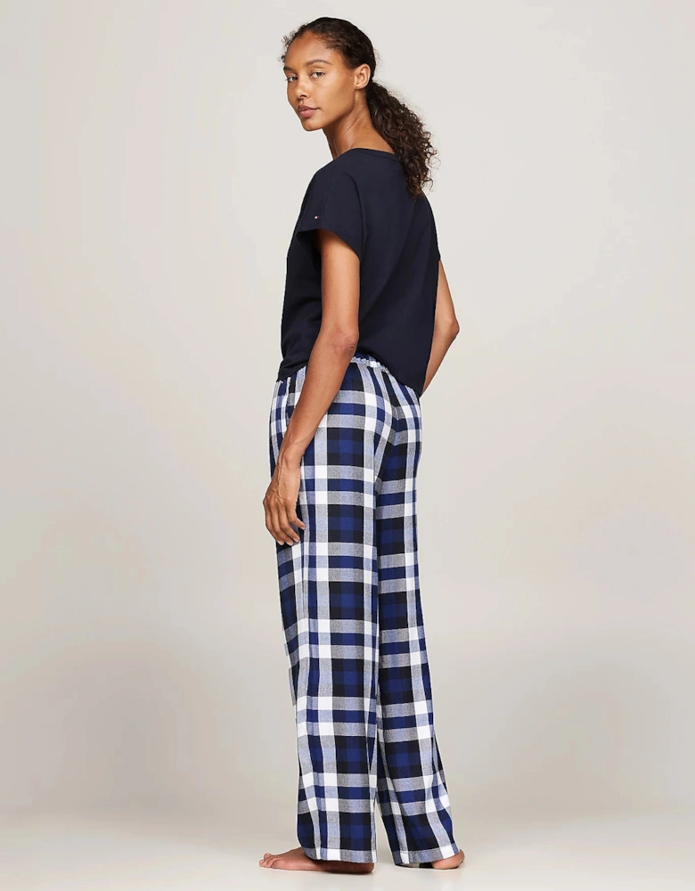 ORIGINAL Womens Flannel Pants Heritage Check Midi Blue Ink