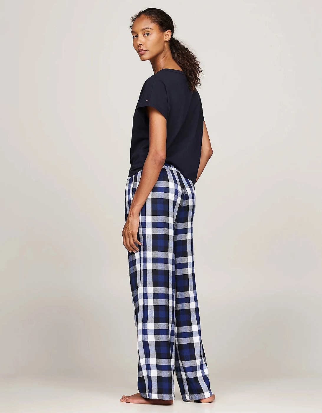 ORIGINAL Womens Flannel Pants Heritage Check Midi Blue Ink