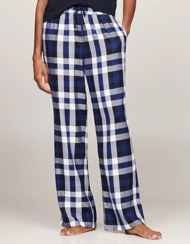 ORIGINAL Womens Flannel Pants Heritage Check Midi Blue Ink