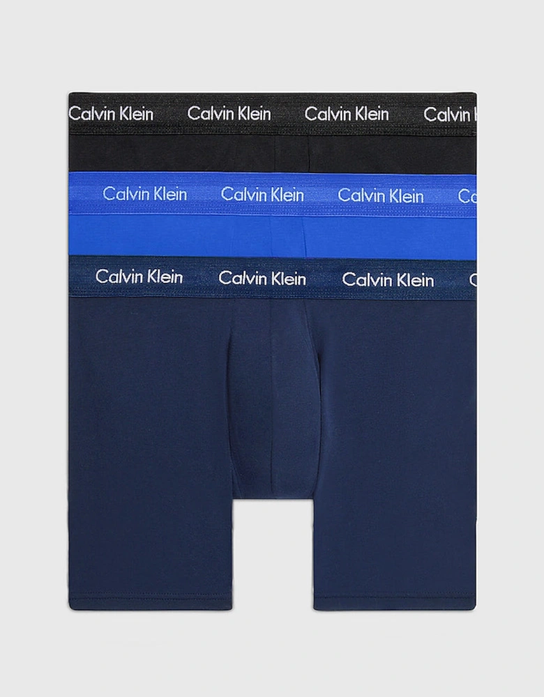 COTTON STRETCH 3 Pack Mens Boxer Briefs Black/Blueshadow/Cobaltwater