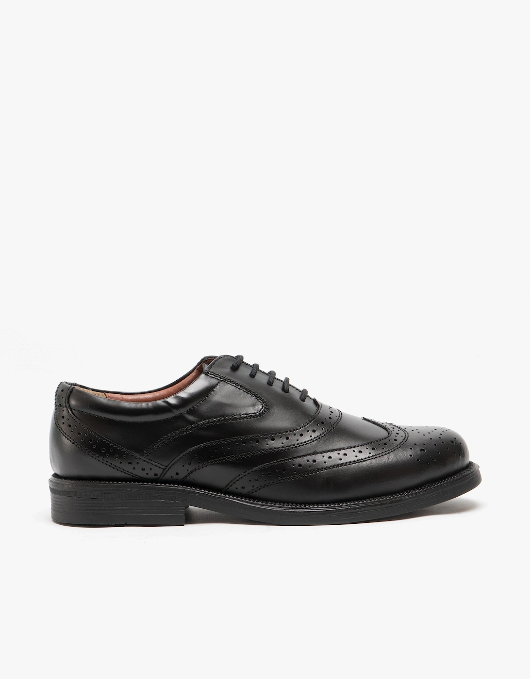 STEWART Mens Leather Brogue Shoes Black, 4 of 3