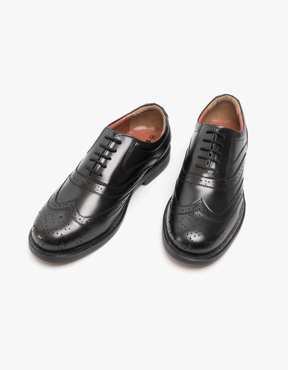 STEWART Mens Leather Brogue Shoes Black