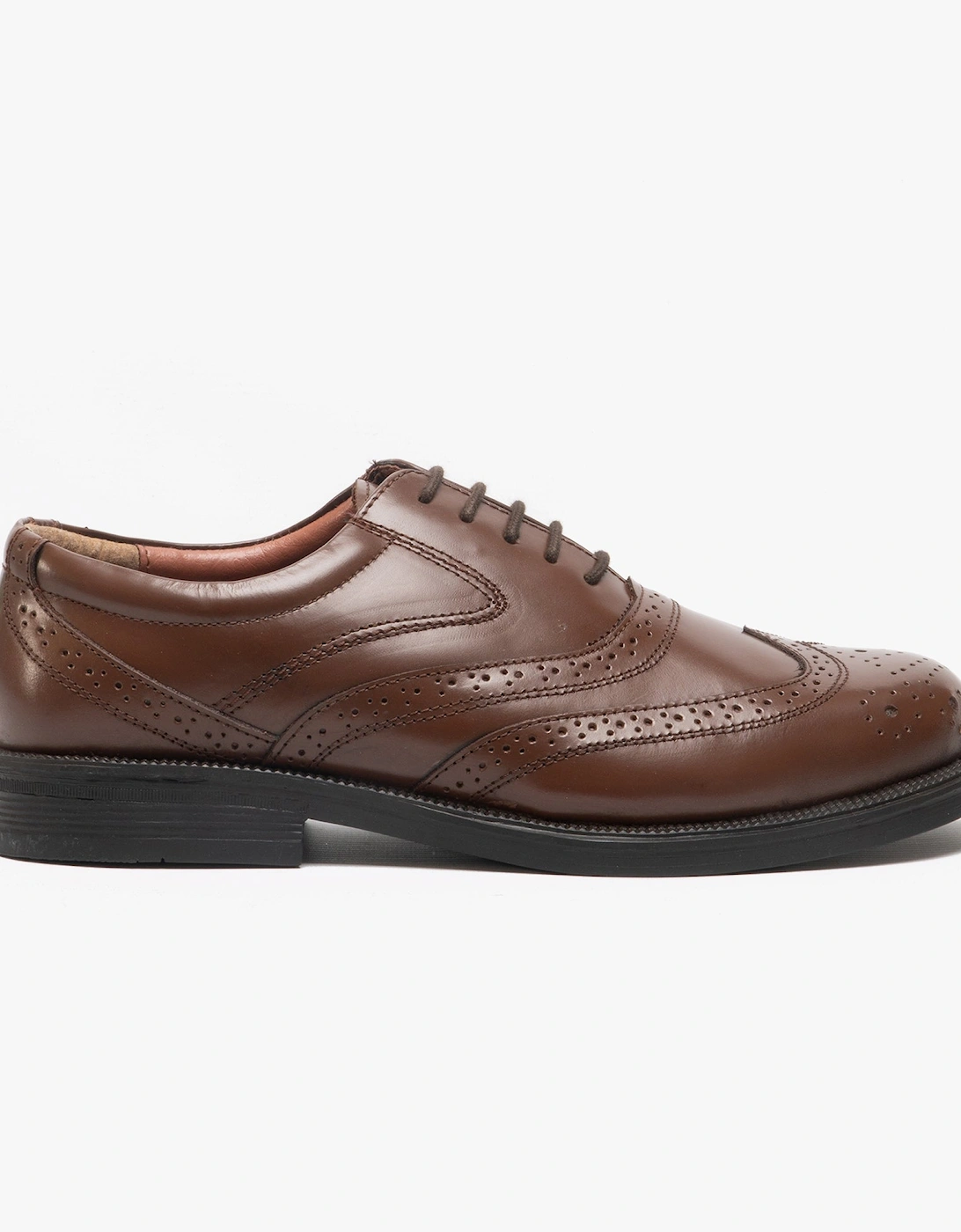 STEWART Mens Leather Brogue Shoes Brown, 4 of 3