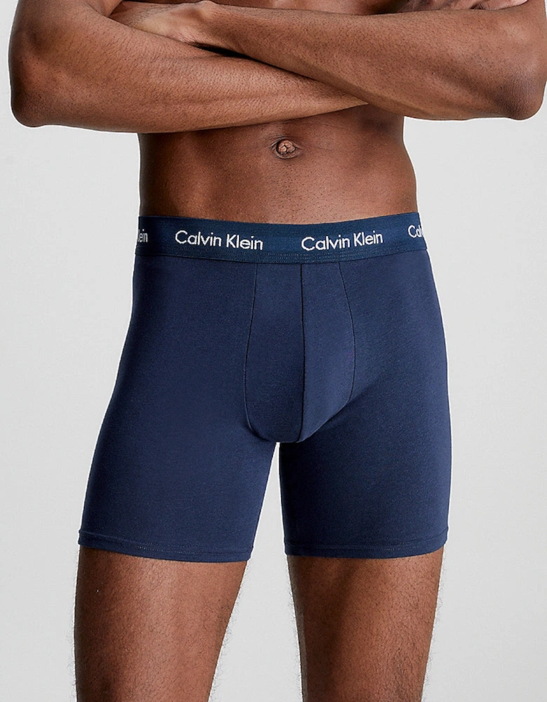 COTTON STRETCH 3 Pack Mens Boxer Briefs Black/Blueshadow/Cobaltwater