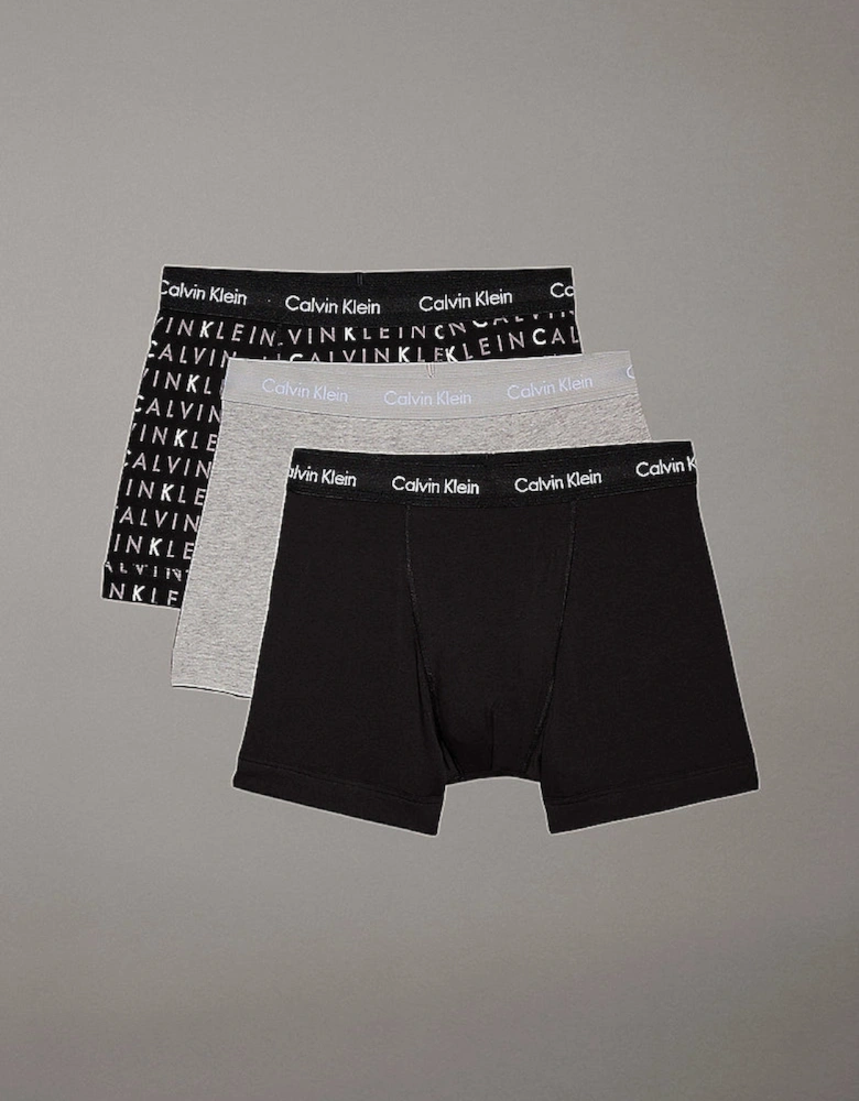 COTTON STRETCH 3 Pack Mens Trunks Black Multi