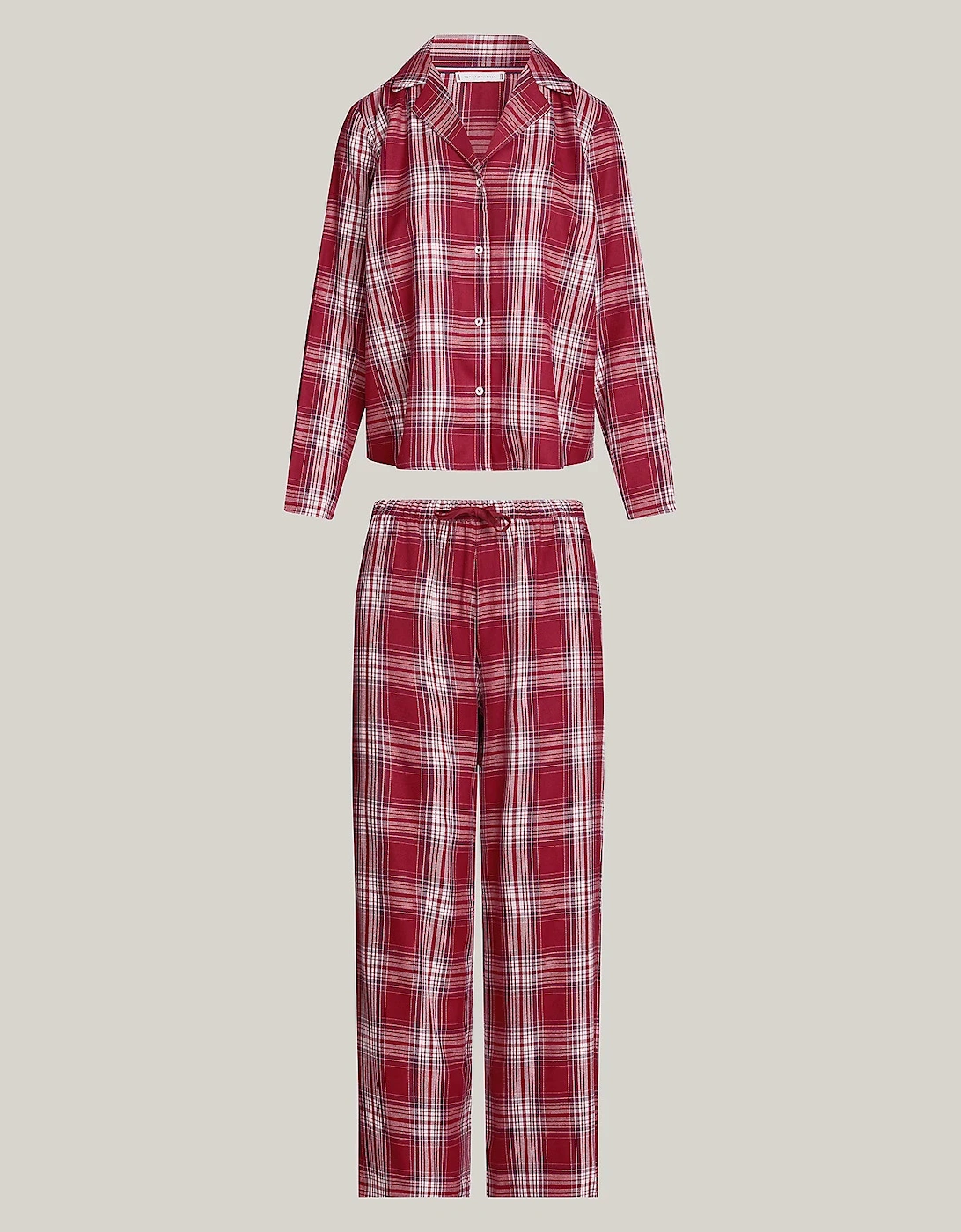 ORIGINAL Womens Pyjama Set Plaid Check Deep Rouge