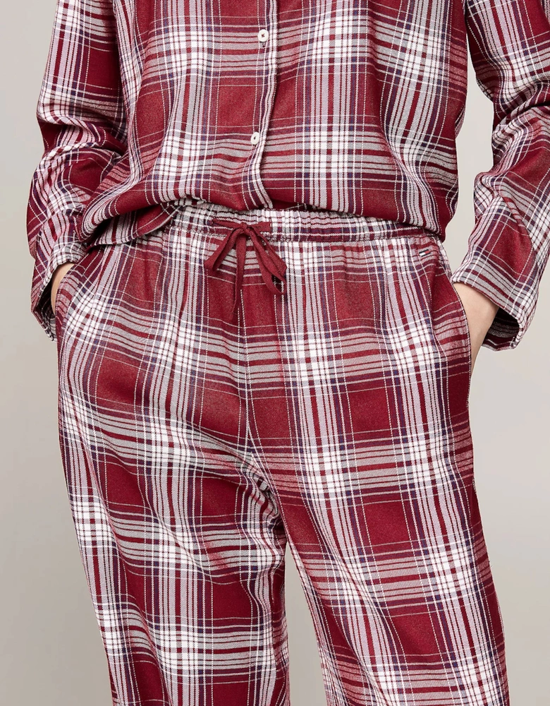 ORIGINAL Womens Pyjama Set Plaid Check Deep Rouge