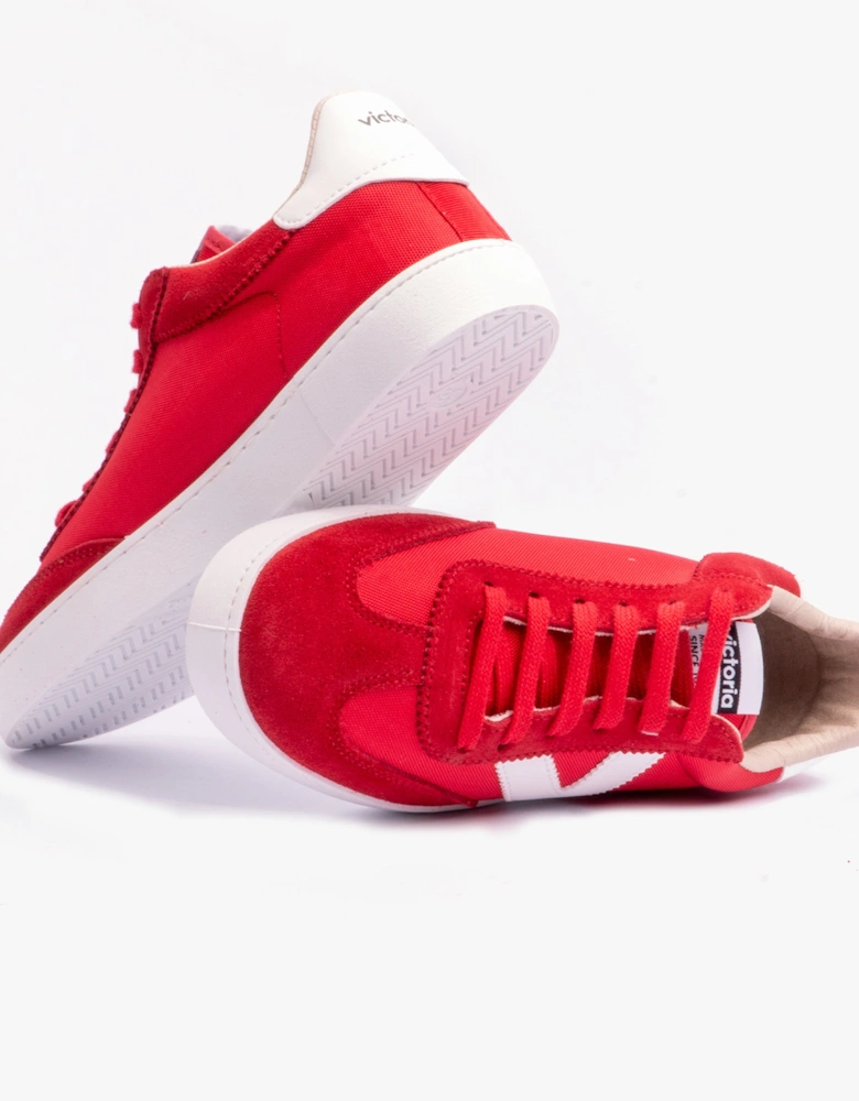 BERLIN SPLIT LEATHER & NYLON Womens Trainers Rojo