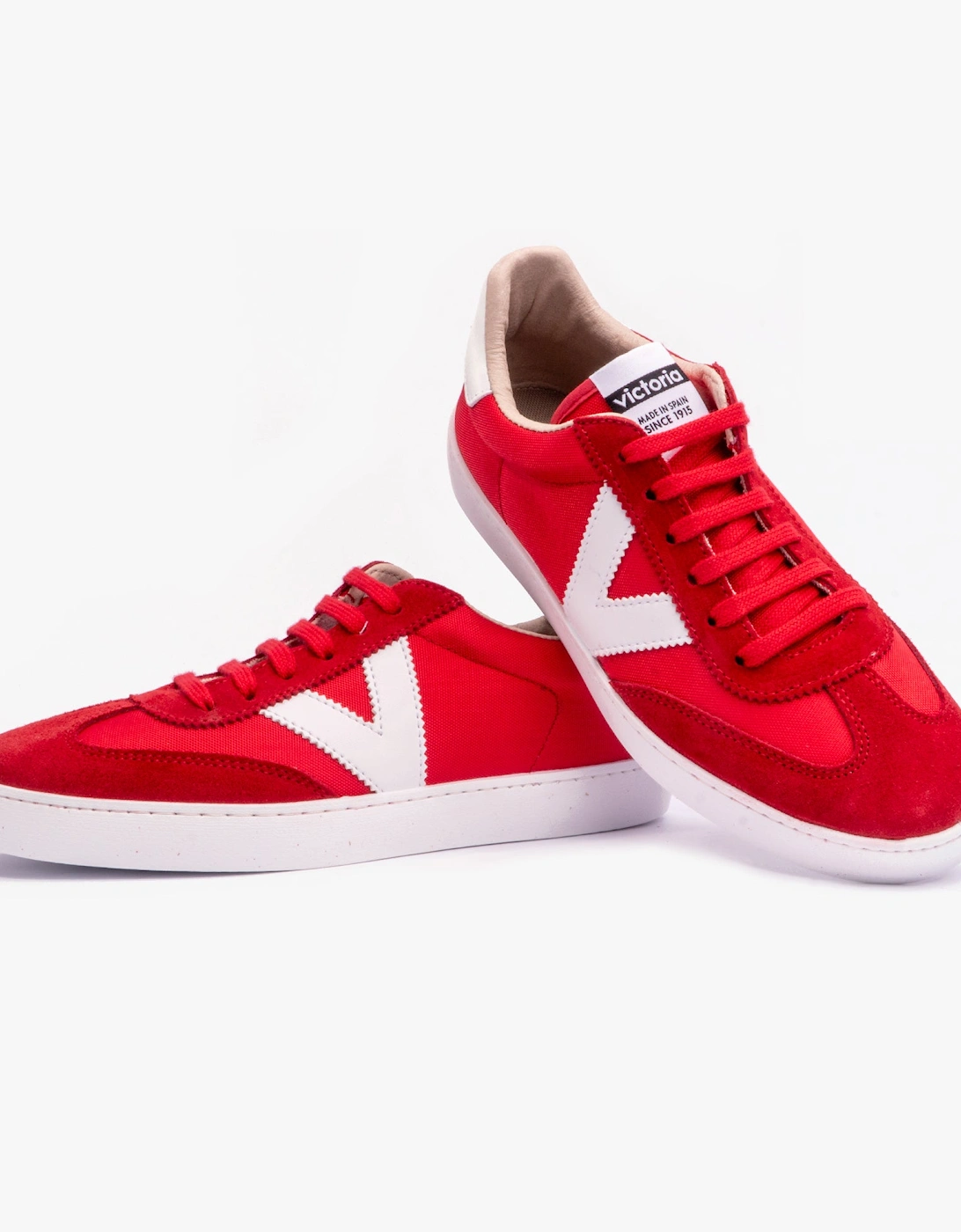 BERLIN SPLIT LEATHER & NYLON Womens Trainers Rojo