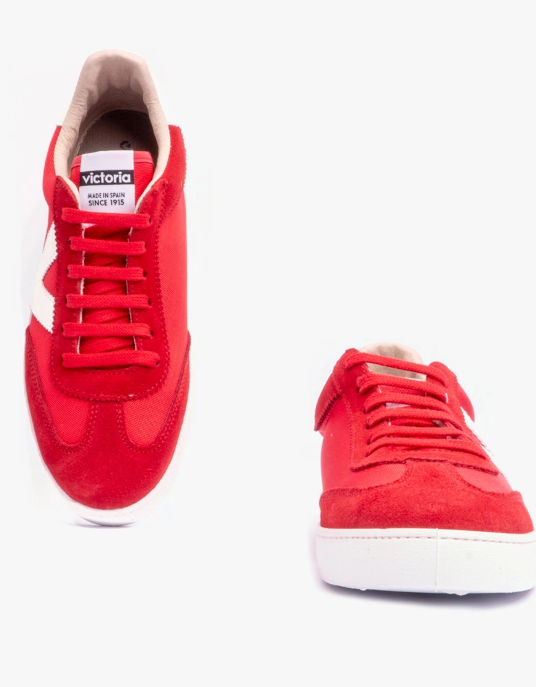 BERLIN SPLIT LEATHER & NYLON Womens Trainers Rojo