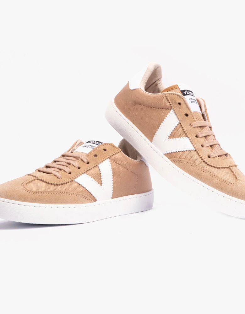 BERLIN SPLIT LEATHER & NYLON Womens Trainers Taupe