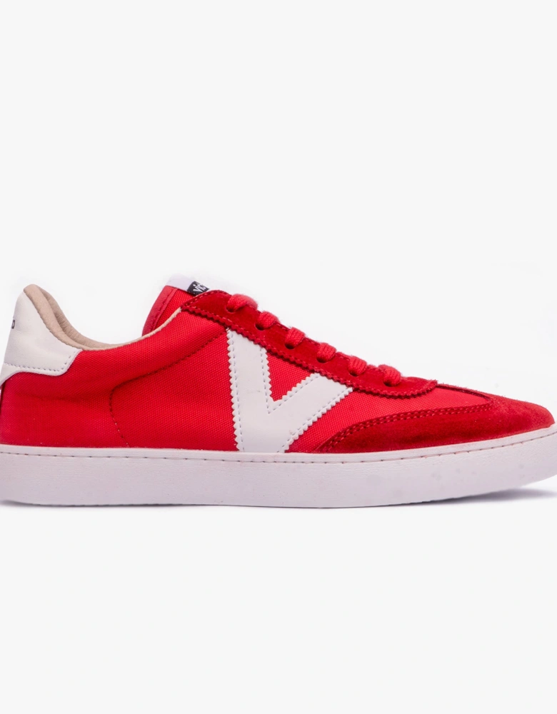 BERLIN SPLIT LEATHER & NYLON Womens Trainers Rojo