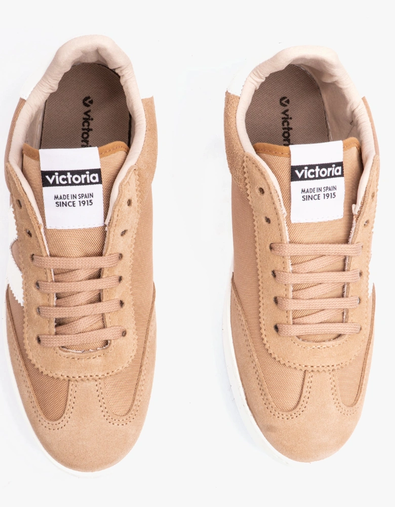 BERLIN SPLIT LEATHER & NYLON Womens Trainers Taupe