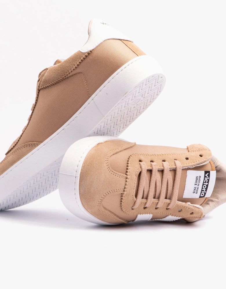 BERLIN SPLIT LEATHER & NYLON Womens Trainers Taupe