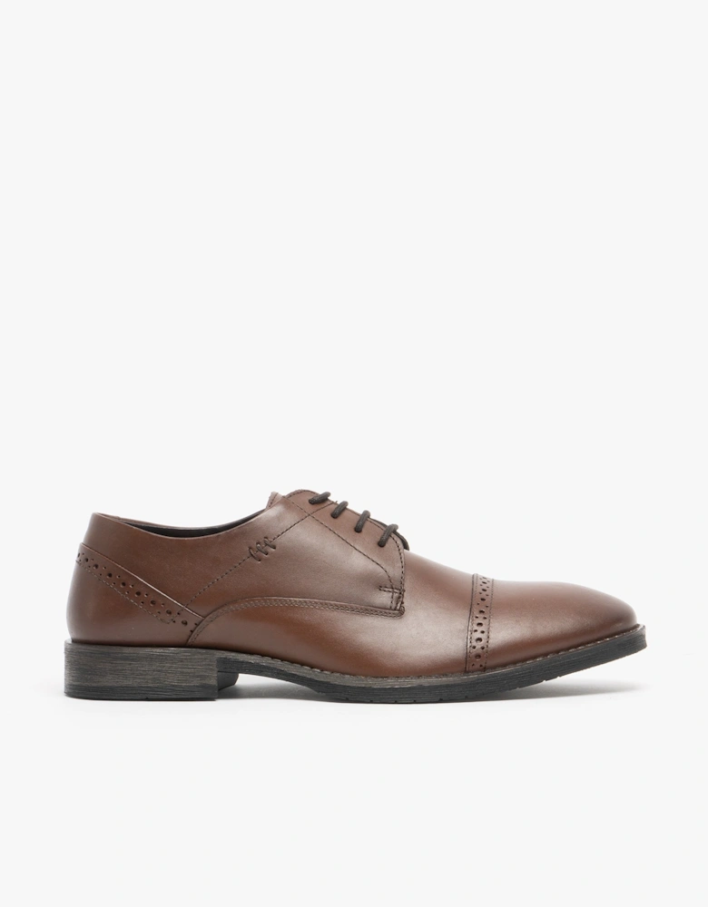 CRAIG LUGANDA Mens Leather Derby Shoes Brown