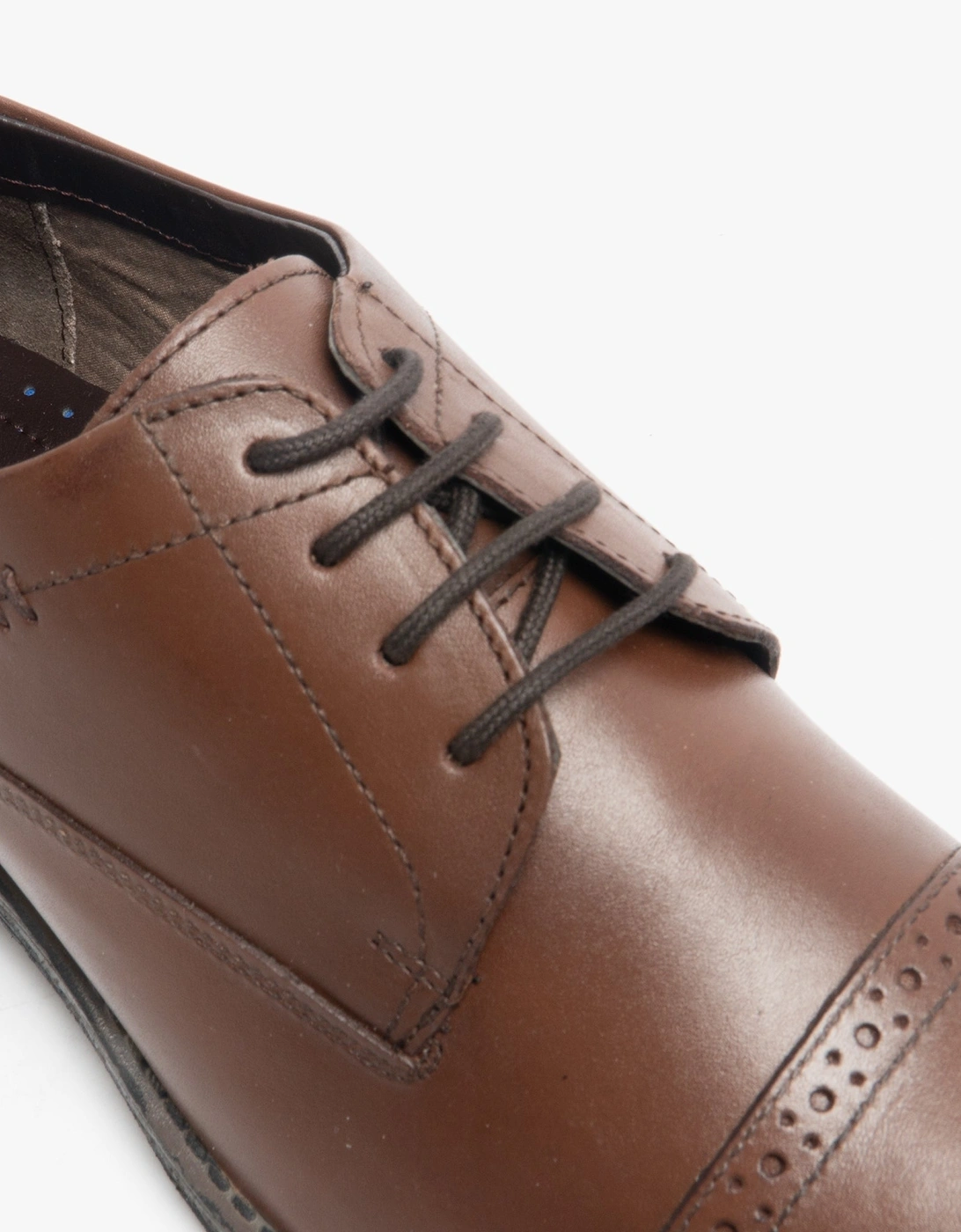 CRAIG LUGANDA Mens Leather Derby Shoes Brown